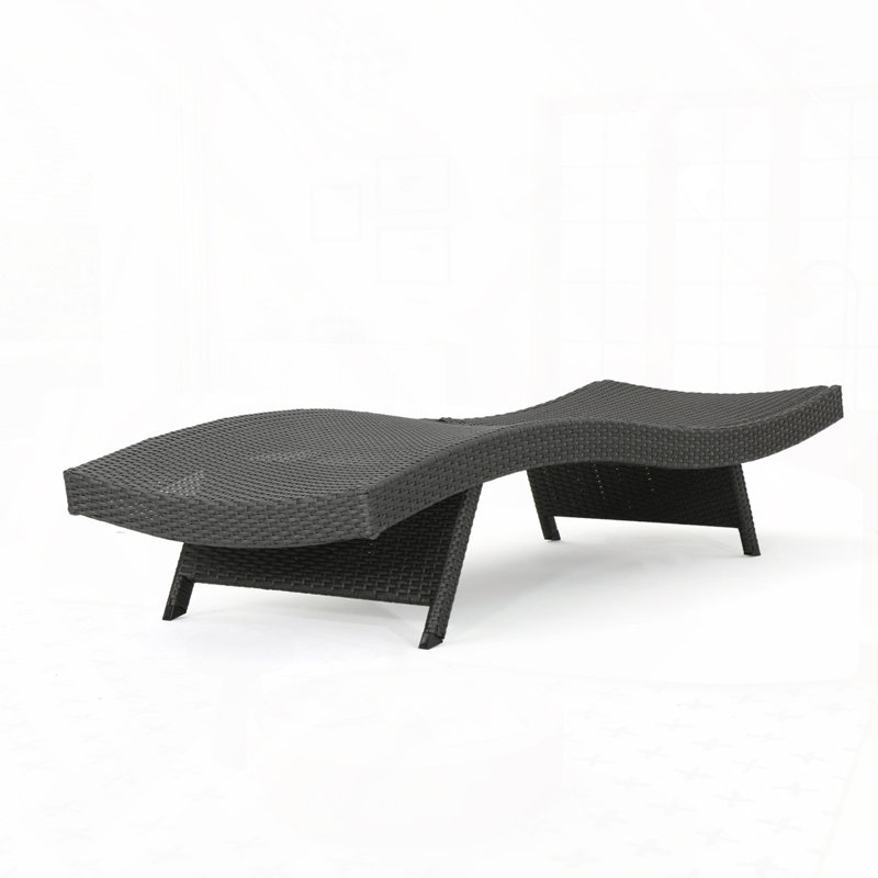 Outdoor Wicker Chaise Lounge Set, Dark Gray