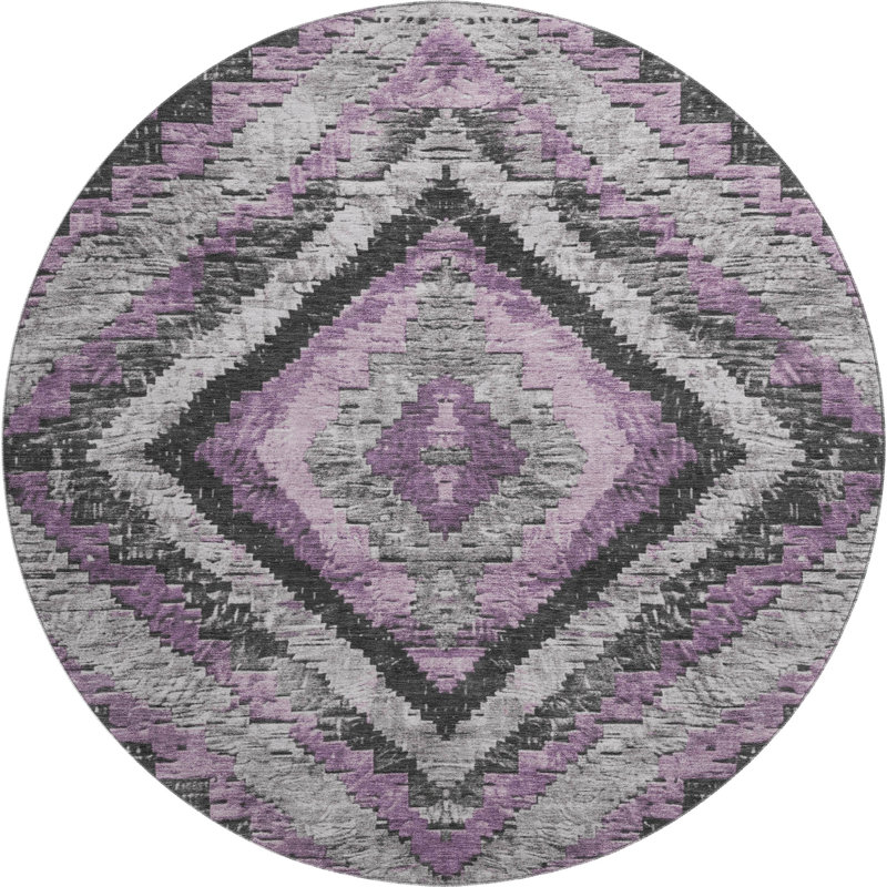 Premium Machine Washable Jakiyra AMF1890 Aztec Rug, Round 8'