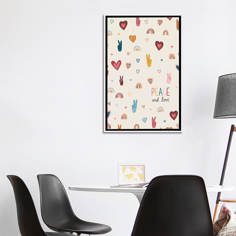 Art vi vibes, H 40 po x l 26 po x P 1,5 po, Toile blanche encadrée