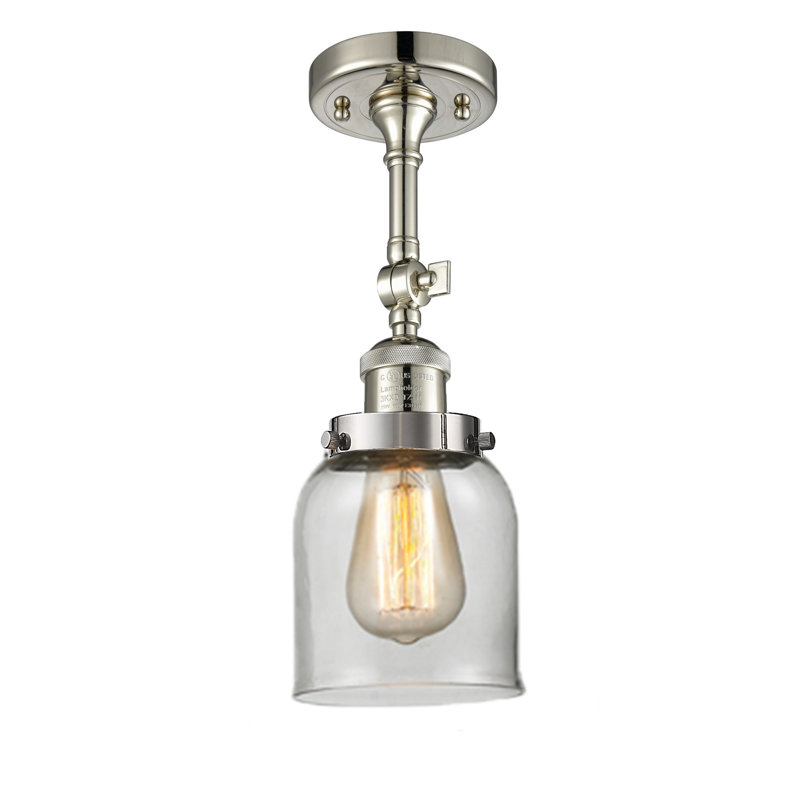 Wynkoop Semi Flush Mount, Clear, Polished Nickel, 13" H x 5" W