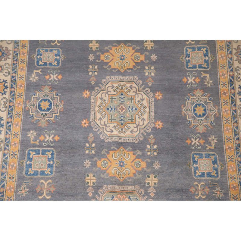 Handmade Gray Kazak Living Room Rug