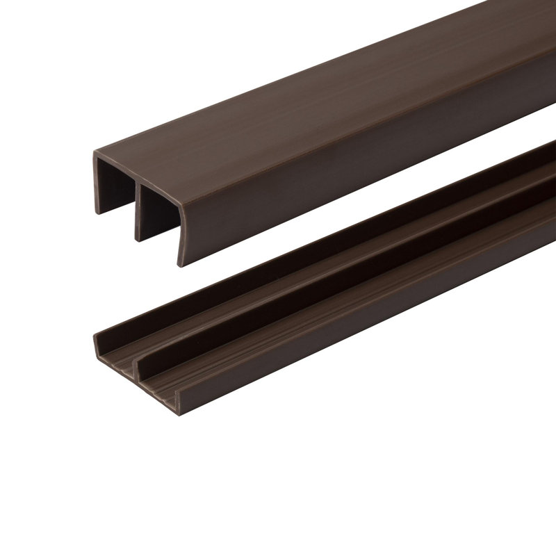 Rail de porte coulissante 1/2 po - ensemble supérieur et inférieur en plastique brun 36 po, paquet de 4 - Outwater, Brun