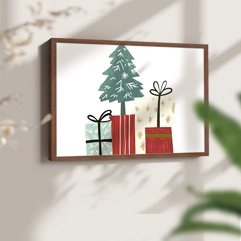 Art de Noël - Lxxx - reproduction encadrée, H 11 po x l 14 po, Noyer