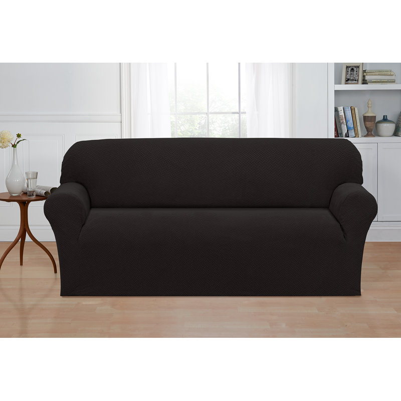 Housse pour canapé à coussins carrés/rectangulaires, Mélange de polyester gris anthracite
