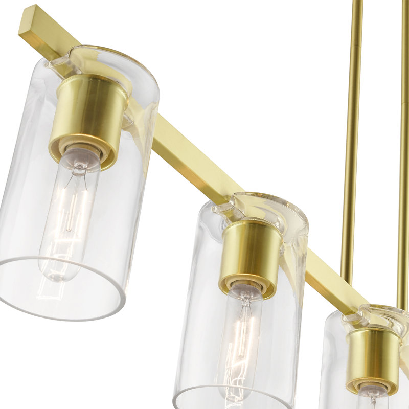 Zari 5 - Light Dimmable Kitchen Island Square / Rectangle Chandelier, Satin Brass