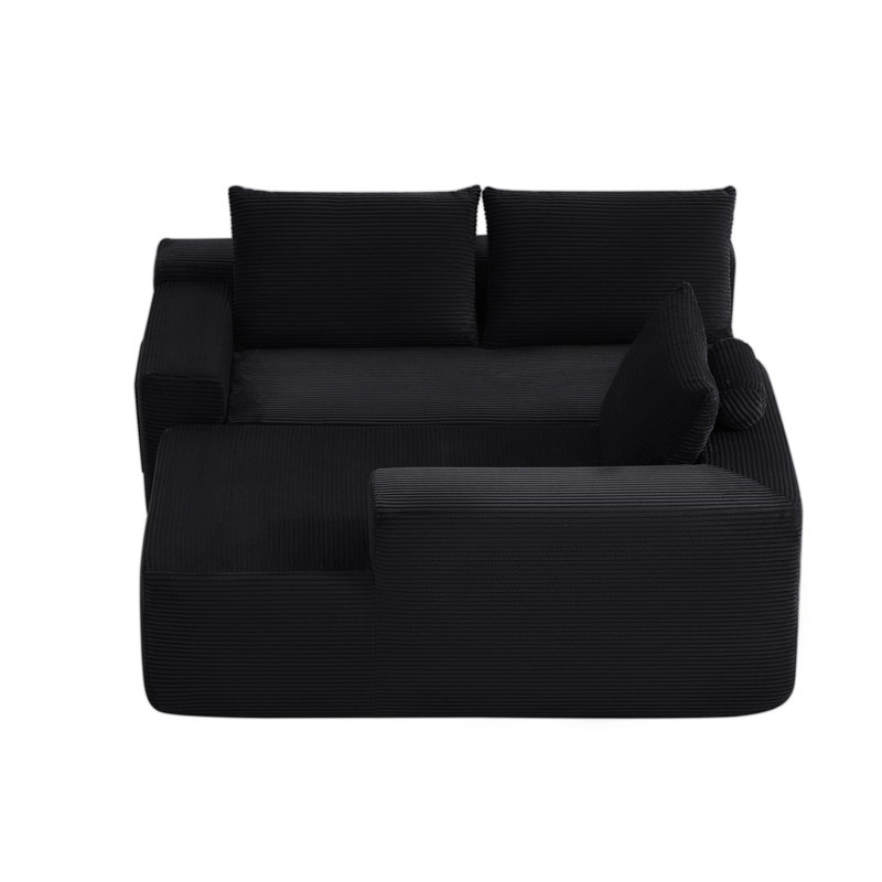 Canapé modulaire noir luxueux, velours côtelé moelleux, style moderne pour la maison