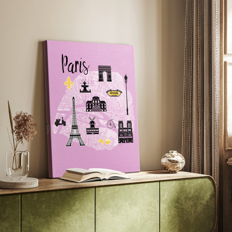 Carte graphique de la ville de Paris - galerie Cavas sur mesure, H 12 po x l 8 po