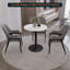 Table de salle à manger ronde en panneau de fibres à densité moyenne avec base en piédestal en acier inoxydable - pouvant accueillir 2 à 3 personnes, table de salle à manger pour la cuisine-114287044-114287045
