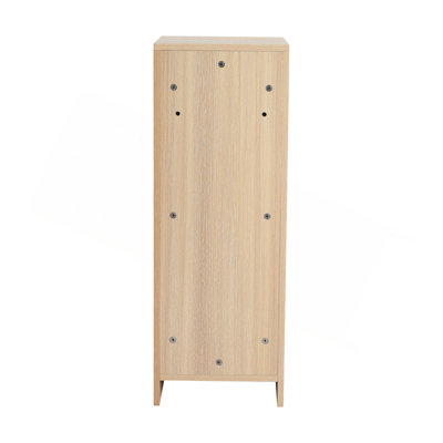 Meuble-lavabo autoportant de 122 cm avec lavabo en céramique et 1 petite armoire de rangement, porte à fermeture douce, chêne américain, contreplaqué (emballage démonté)