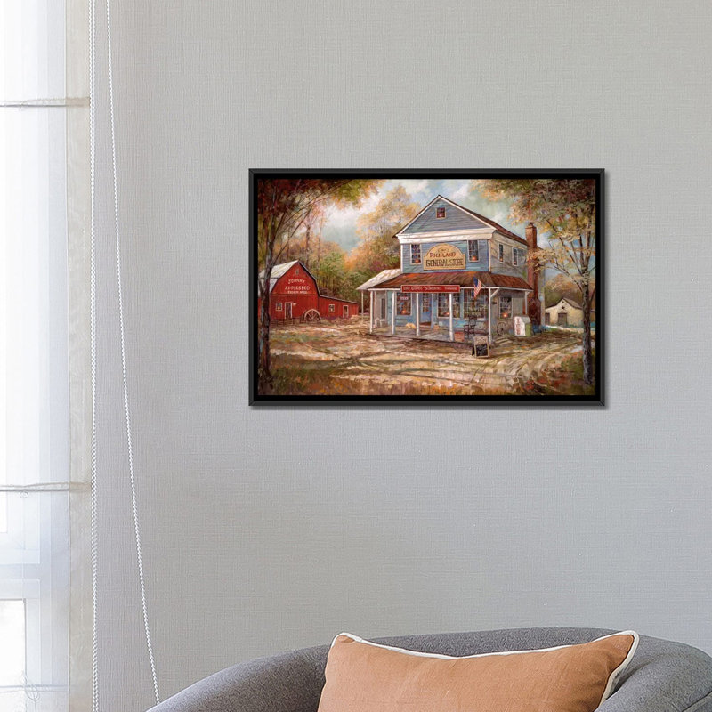 Richland General Store by Ruane Manning - Print, 18" H x 26" W x 1.5" D, Black Floater Framed Canvas, No Mat