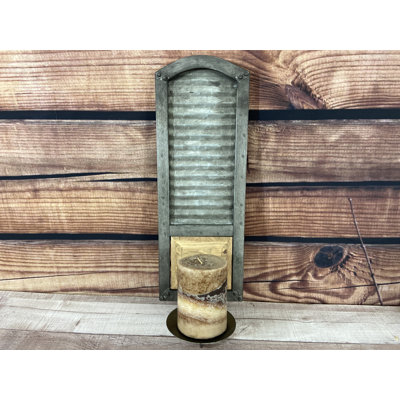 Metal Washboard Pillar Candle Sconce