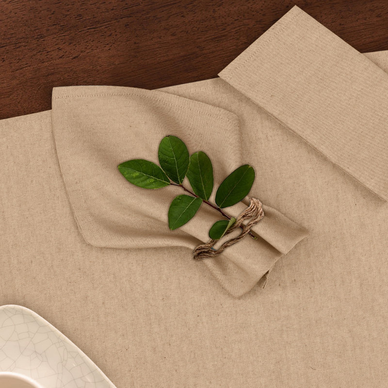 Poly Cotton Square Cloth Napkins Chambray Fabric, Brown