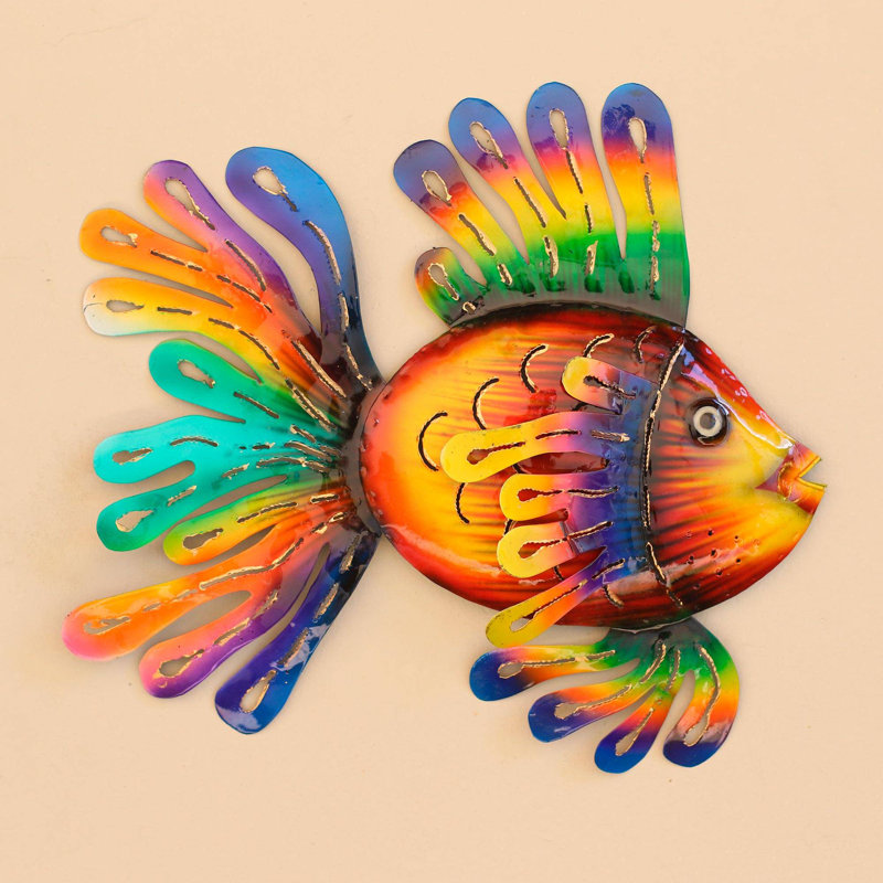 Décoration murale poisson flamboyant et métal