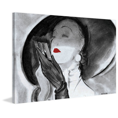 «Vintage Fashion Hat Lady», reproduction sur toile tendue