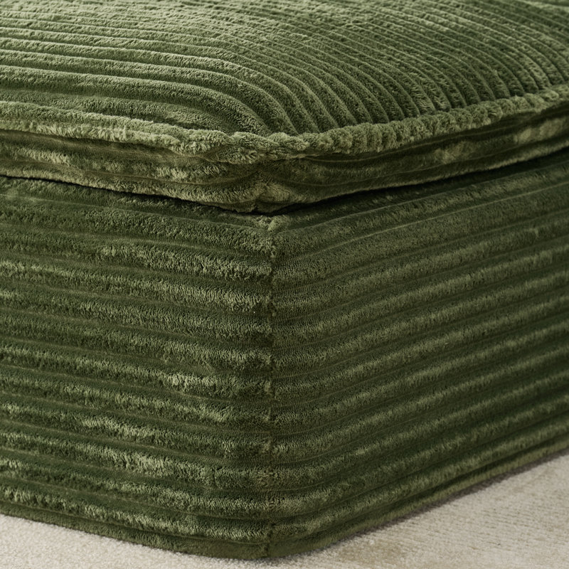 Canapé modulaire Boneless avec repose-pieds sans assemblage, Velours côtelé vert