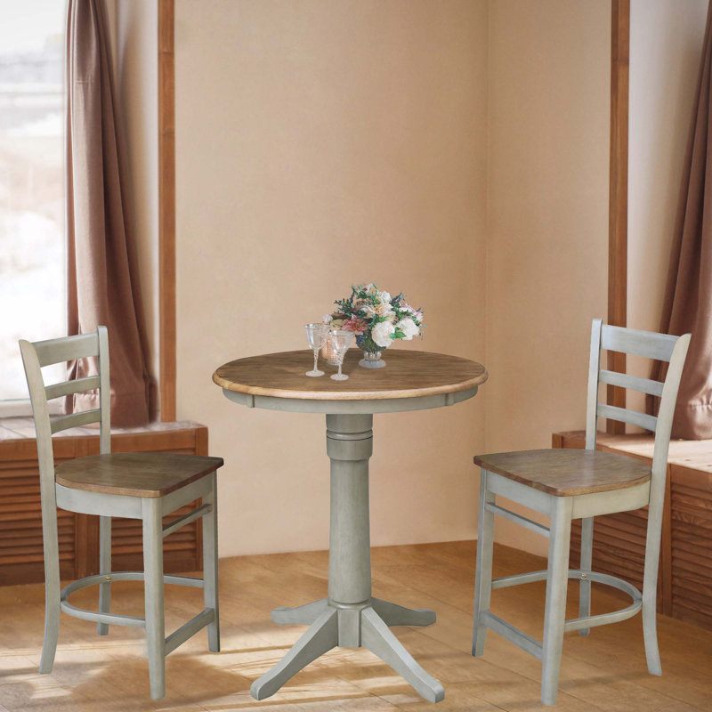 Distressed Hickory and Stone Solid Wood Counter Height Dining Set