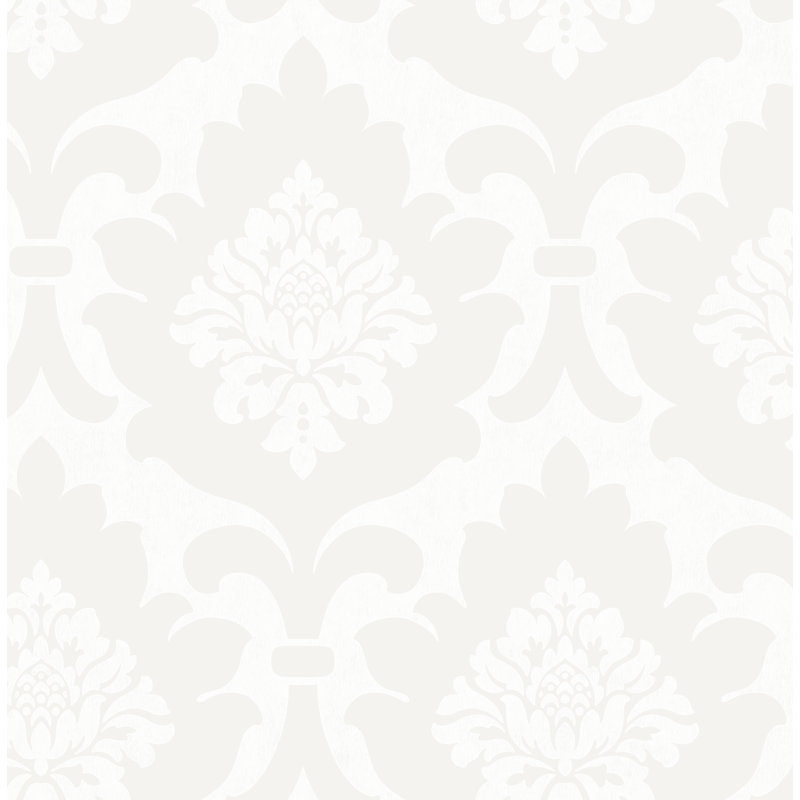Aghaleck Damask 10m x 53cm Wallpaper Roll, White