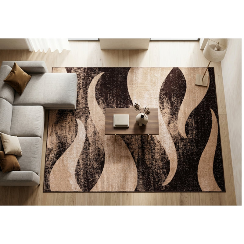 Abstract Area Rug, Brown, Rectangle 160 x 230 cm