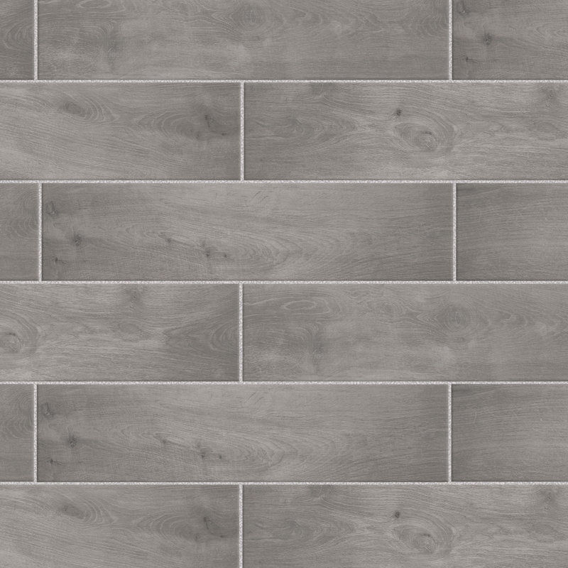 Ella Hill 8 In. X 24-1/8 In. Ceramic Floor And Wall Tile, Gray