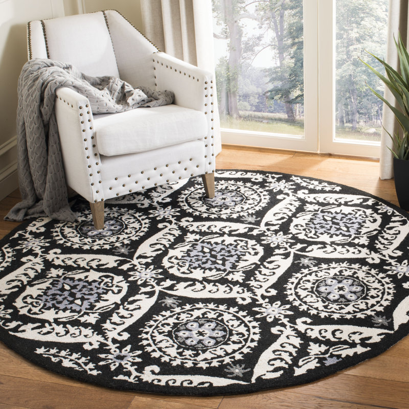 Tapis floral en laine crocheté à la main Holmsten, Rond 3 pi