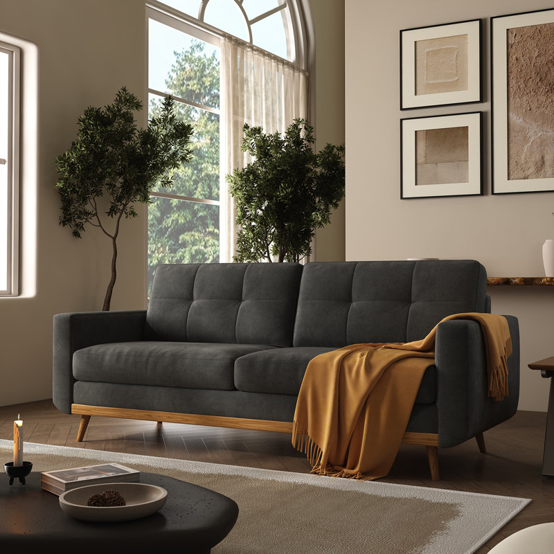 Canapé 67,7 po, causeuse de style moderne Mid-Century, Noir