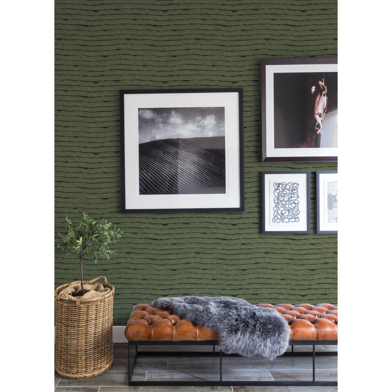 Horizontal Wavy Lines Wallpaper, Green