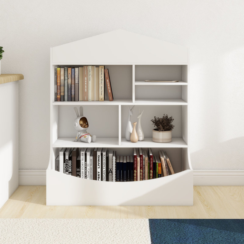 Bibliothèque multi-fonctionnelle à 7 tablettes, présentoir de rangement, support, organisateur, blanc, P 14,37 po x l 31,50 po x H 39,37 po
