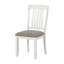 Ensemble de 2 chaises de salle à manger Dola, bois blanc rustique, tissu gris, dossier à lattes