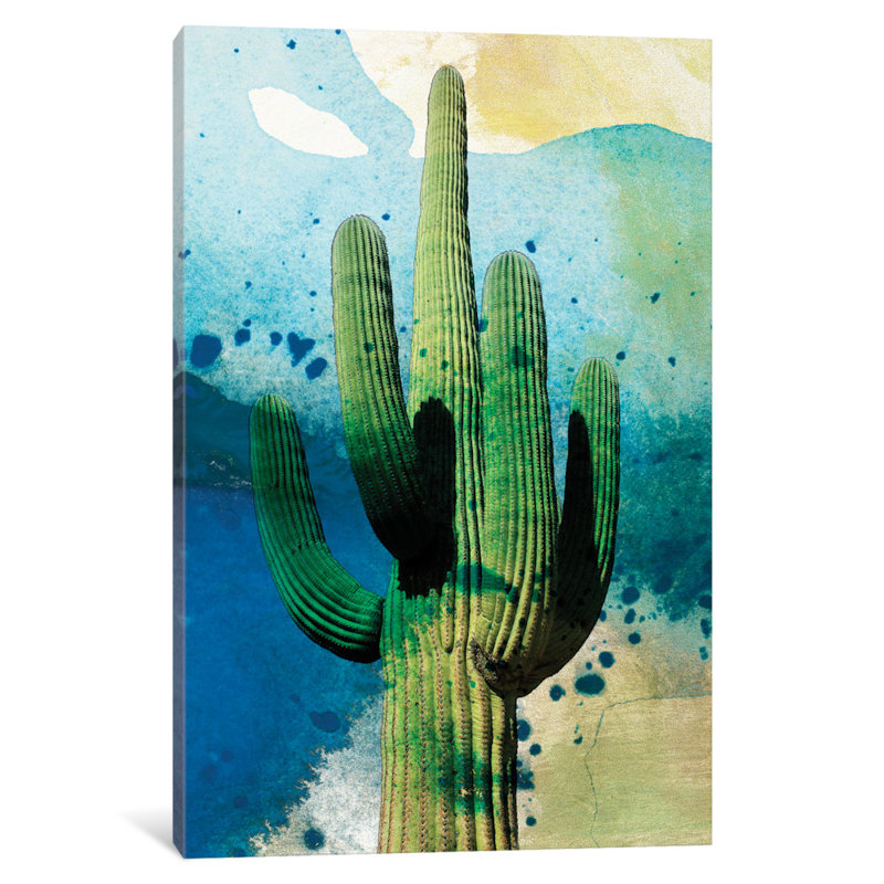 «Cactus Abstract» par Sisa Jasper, reproduction sur toile tendue, Papier d'art encadré noir, Blanc