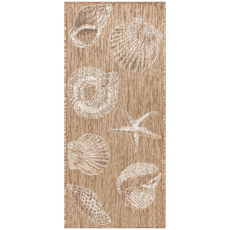 Tapis intérieur / extérieur brun clair Saldanha, Tapis de couloir 1 pi 11 po x 4 pi 11 po