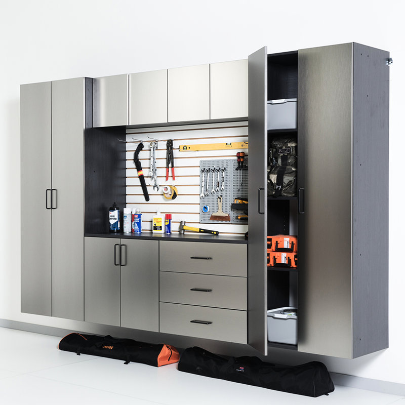 32 In. W X 16 H D Series Metal Wall Storage - Metallic Gray, , Heat & Water Resistance, Thickened Edge Banding Cabinet D, Grey Color, Elements, And , Extra Thick