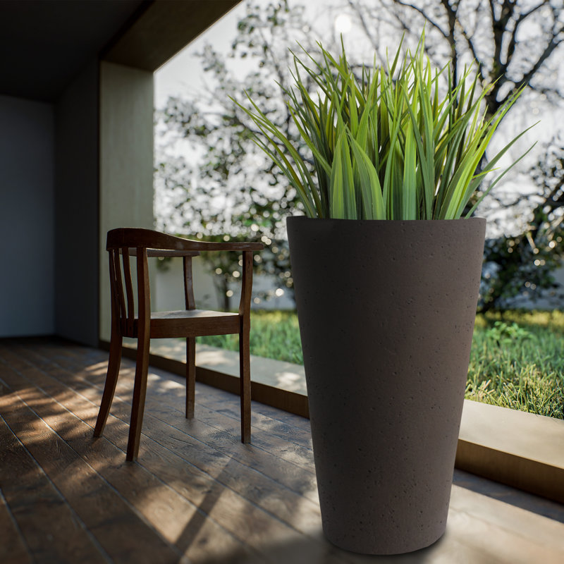 20" Tall Brownstone Round Self-Watering Outdoor Planter Set