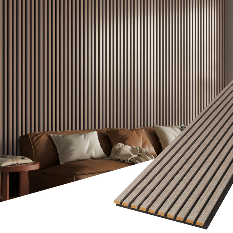 2 pièces de panneaux muraux 16 po x 10 po à aspect bois, panneaux de lattes insonorisées 3D pour décoration murale intérieure (23 pieds carrés / caisse)
