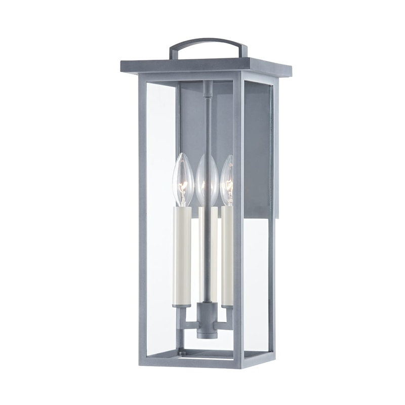 Petite applique murale d'extérieur 1 lumière Brookstead - Noir texturé, Zinc patiné, H 18 po x l 7,5 po x P 7,5 po