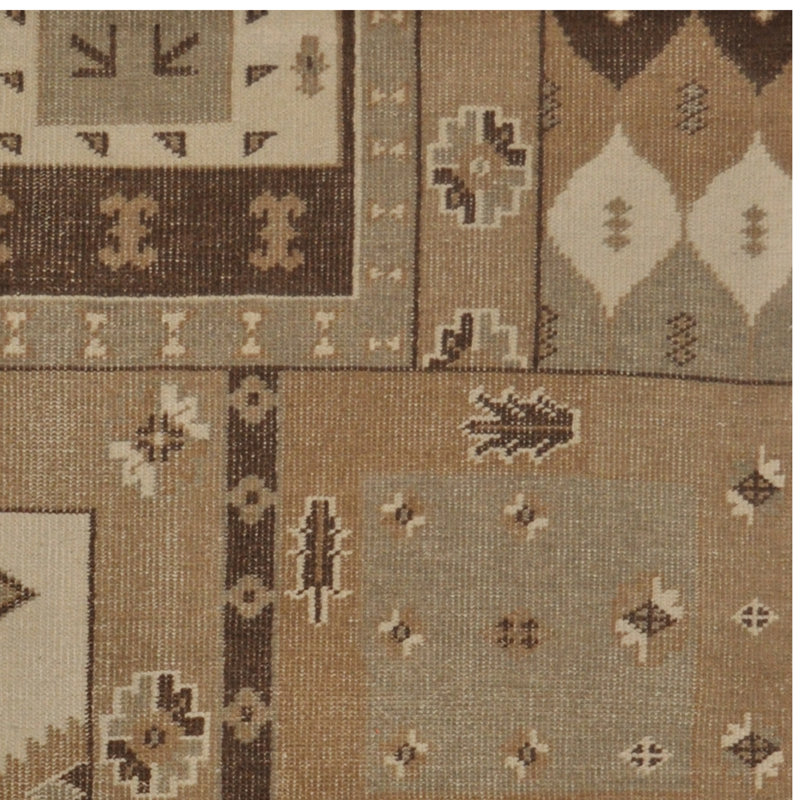 Tapis unique marocain en laine noué à la main brun de 5 pi 1 po x 7 pi 8 po Lues