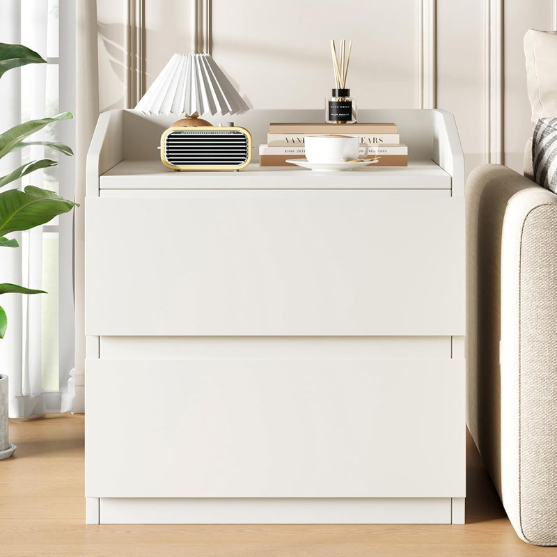 Table de chevet 2 tiroirs 23,6 po, Blanc