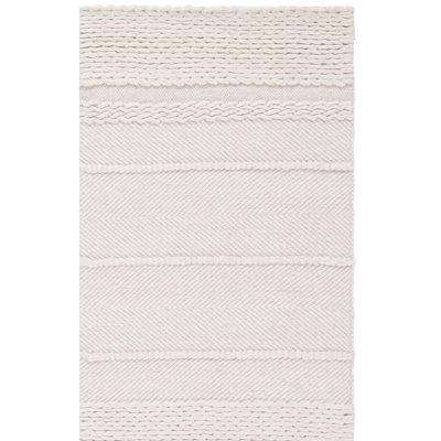 Tapis naturel rayé en laine / coton tissé à plat à la main Brookneal