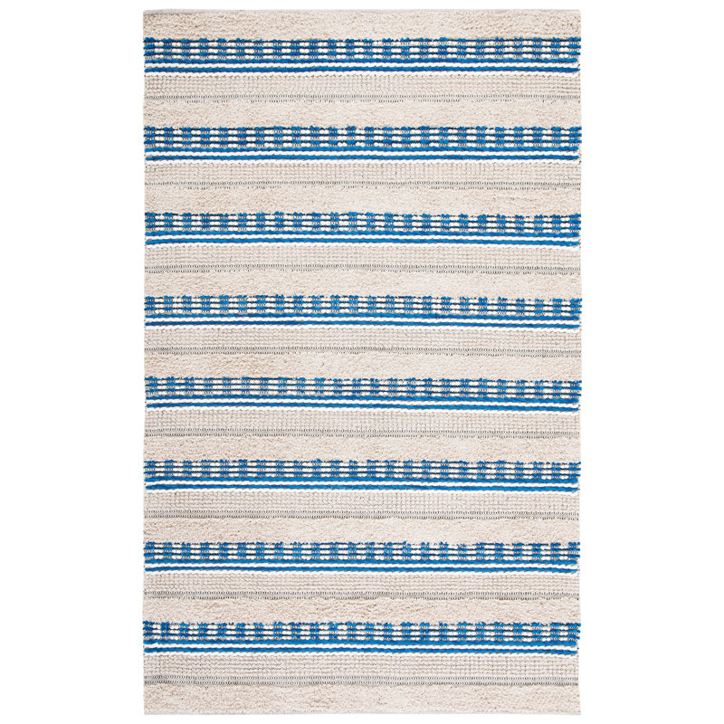 Endri Hand Woven Cotton Striped Rug, Rectangle 3' x 5'