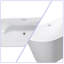 Baignoire autoportante contemporaine en acrylique de 150 cm x 76 cm avec bonde chromée à robinet au pied, blanc brillant-134826476-134826478