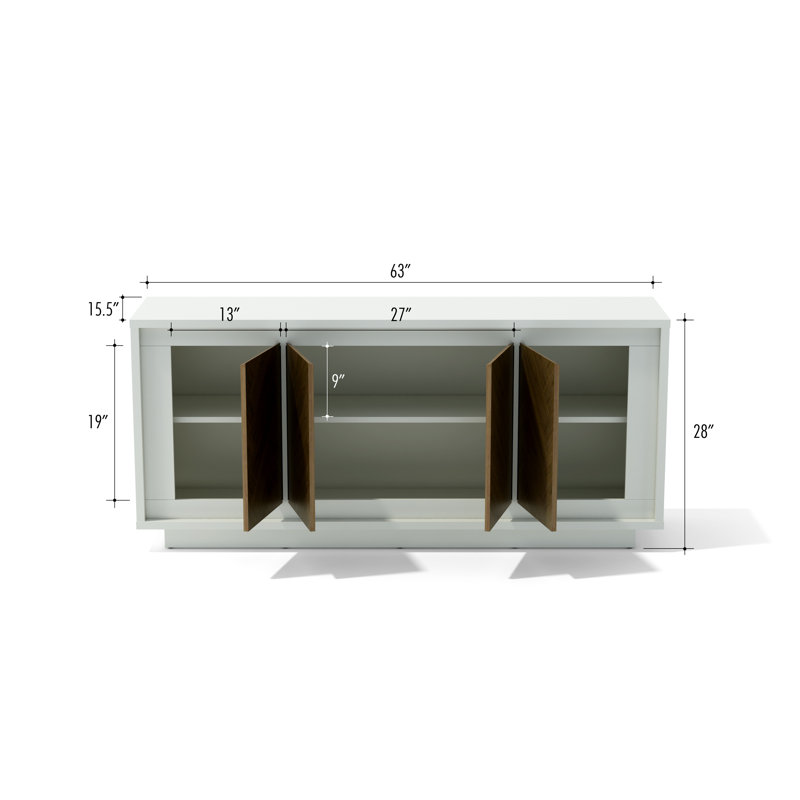 Paraggi 63'' W Sideboard, White/Walnut