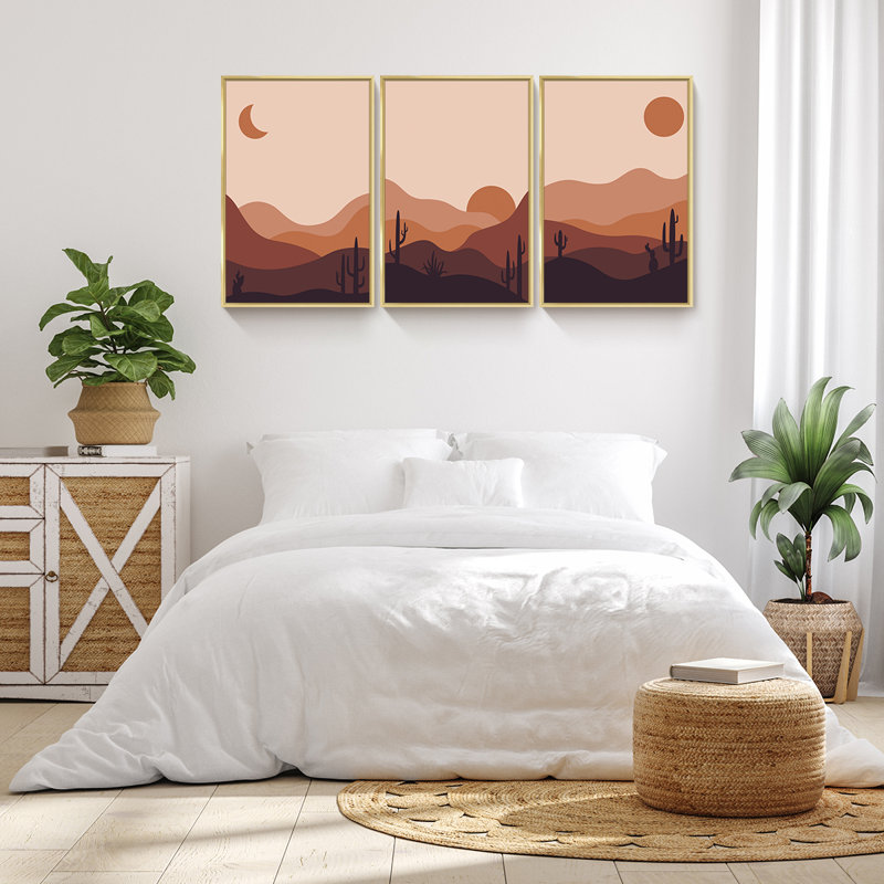 "Boho Style", art mural encadré en aluminium, H 24,3 po x l 48,3 po x P 1,65 po, Or