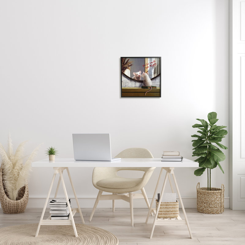 " Small But Mighty ", 17" H x 17" W x 1.5" D, Midnight Black Framed Giclee