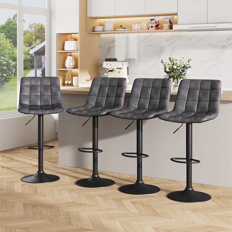 Nicho Swivel Upholstered Adjustable Height Counter Stool with Metal Frame