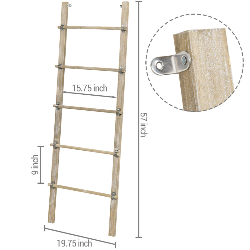 Solid Wood 5 ft Blanket Ladder
