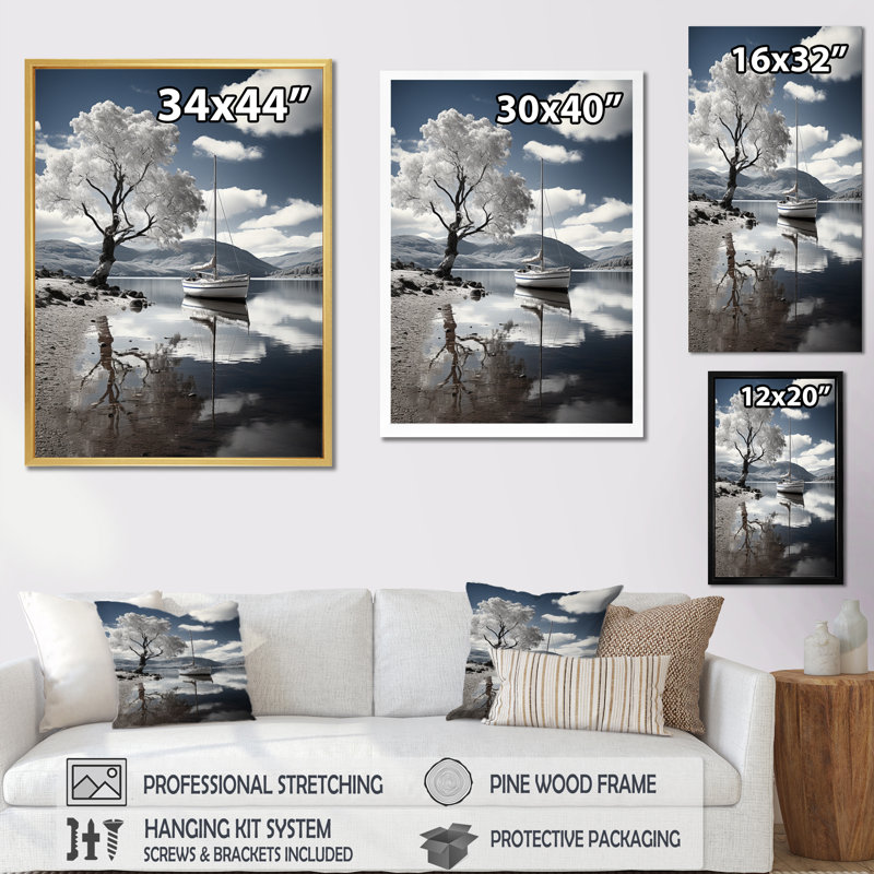 Boultwood Coastal Calm Waters - reproduction sur toile, H 32 po x l 24 po x P 1 po, Cadre photo noir