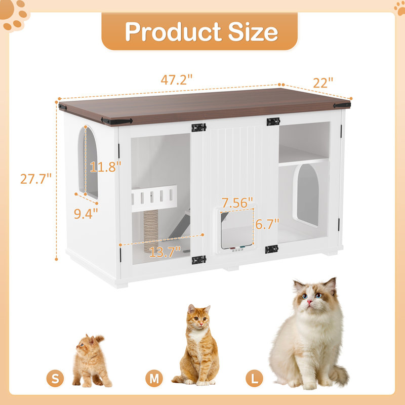 Large Cat Litter Box Enclosure with LED Light