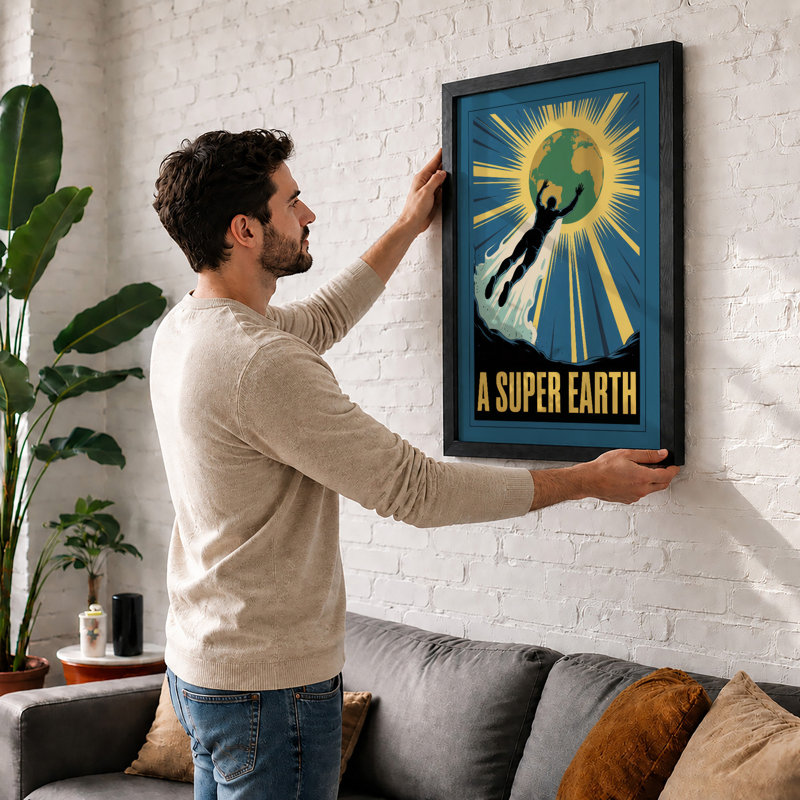 Ascent to Earth Retro - Framed Print, Walnut, A4 - 29.7 x 21.0 cm