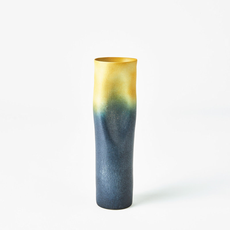 Handmade Porcelain China Table Vase, 13" H x 3.75" W x 3.5" D