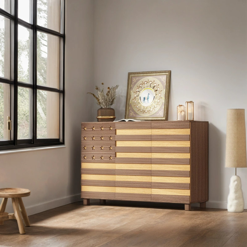 Buffet de 55 po avec tablettes réglables, Marron clair