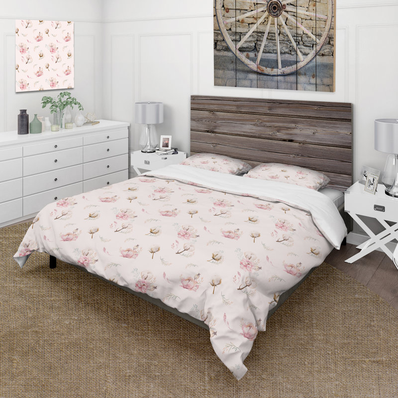 Bohème rose rétro roses - ensemble de housse de couette traditionnel - microfibre de polyester